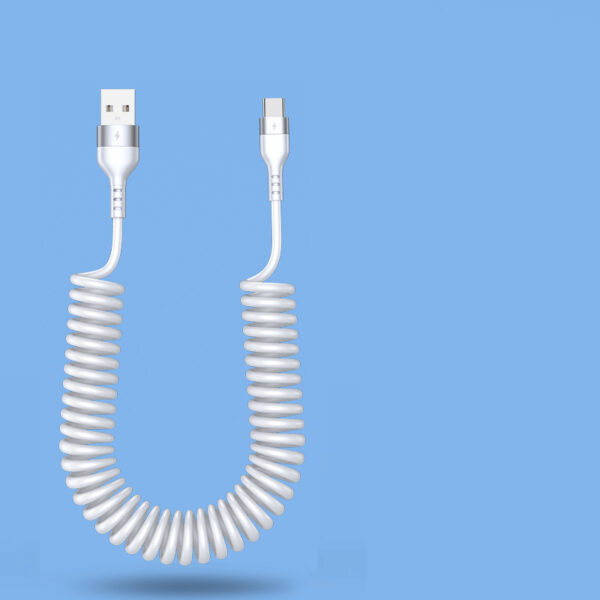 Spring Stretching Data Cable Mobile Phone Car USB - Image 2